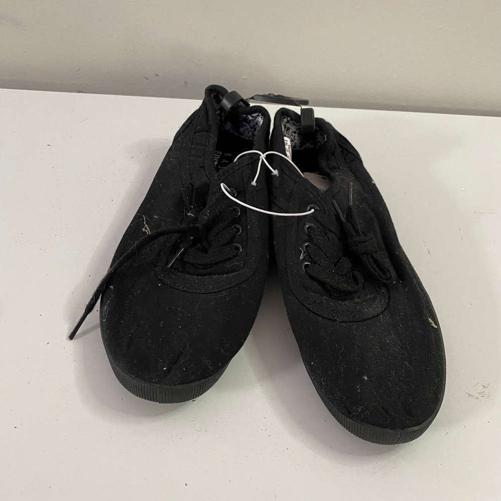 Basic Editions Canvas Sneakers Womens 7 Black New Lace Up Low Top